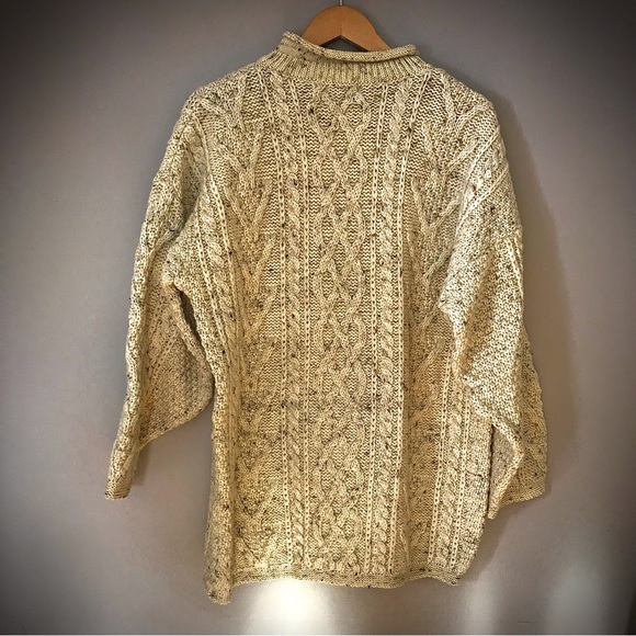 Roll Neck Cabled Sweater 100% British Wool Size Large EUC - Picture 2 of 8